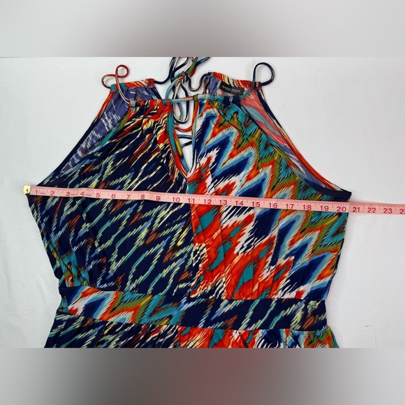 BISOU BISOU Long Maxi Sleeveless Halter Dress Multi Color Size 14 - Picture 7 of 9